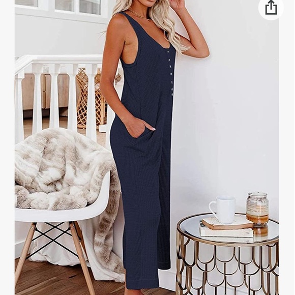 Happy Sailed Women’s Casual Sleeveless Front Button Jumpsuit - Picture 3 of 6